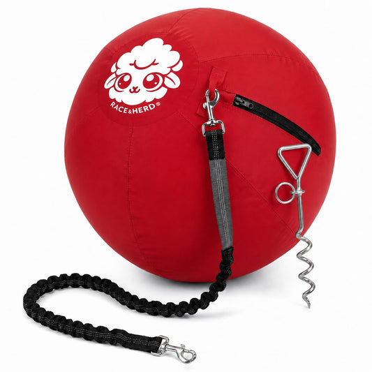Herding Ball for Dogs Tetherball Set Outside 22" (Cherry)
