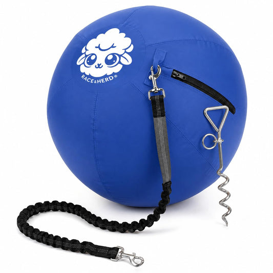 Herding Ball for Dogs Tetherball Set Outside 22" (Ocean)