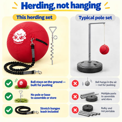 Herding Ball for Dogs Tetherball Set Outside 22" (Cherry)