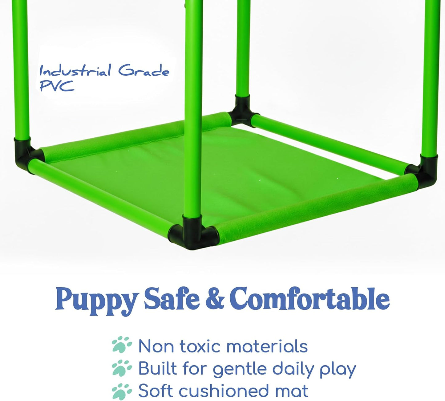 Puppy Play Gym  |  Dog Play Mat, 8 Bungee Straps - Green