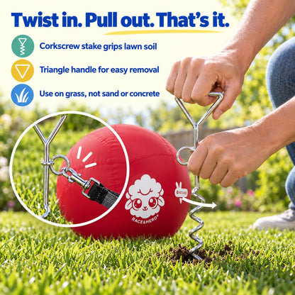 Herding Ball for Dogs Tetherball Set Outside 22" (Cherry)
