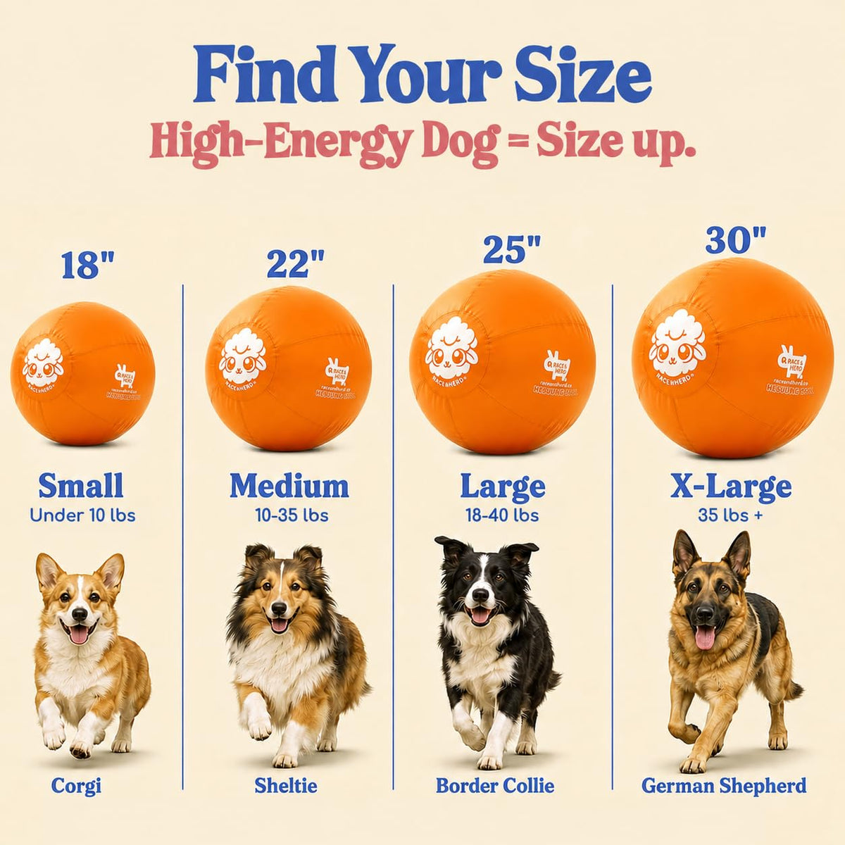 Herding Ball for Dogs — Large 25" (Tangerine)