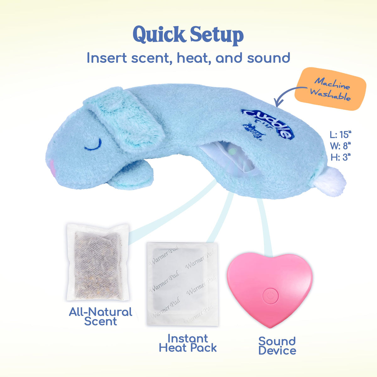 CuddleBun Heartbeat Puppy Toy Sleep Aid — Cuddler Pillow (Sky)