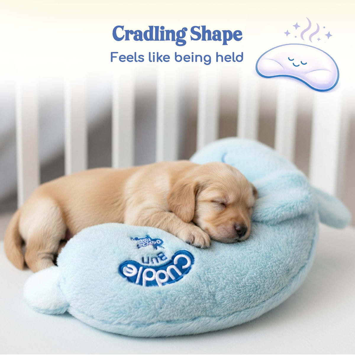 CuddleBun Heartbeat Puppy Toy Sleep Aid — Cuddler Pillow (Sky)