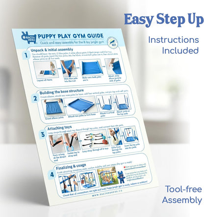 Puppy Play Gym  |  Dog Play Mat, 8 Bungee Straps - Red