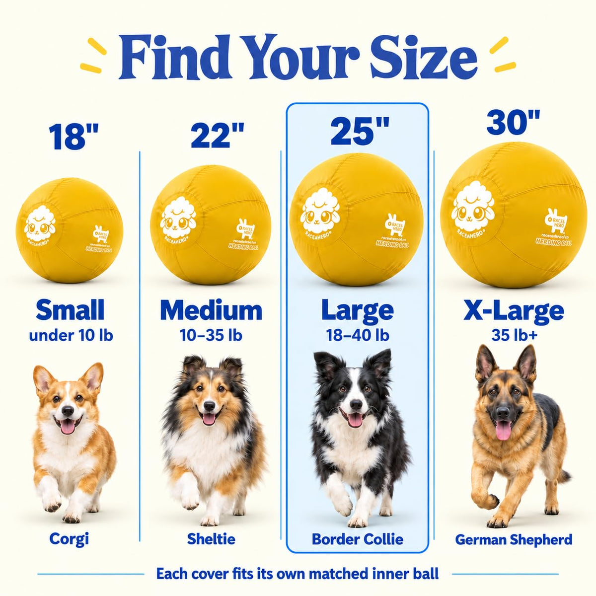Herding Ball for Dogs — Large 25" (Yellow)