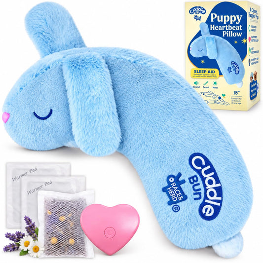 CuddleBun Heartbeat Puppy Toy Sleep Aid — Cuddler Pillow (Sky)