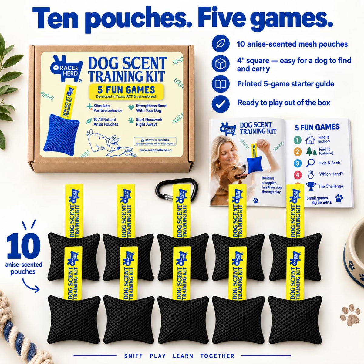 Original Dog Scent Training Kit — 10 Pcs Pouches Nosework Set (Onyx)