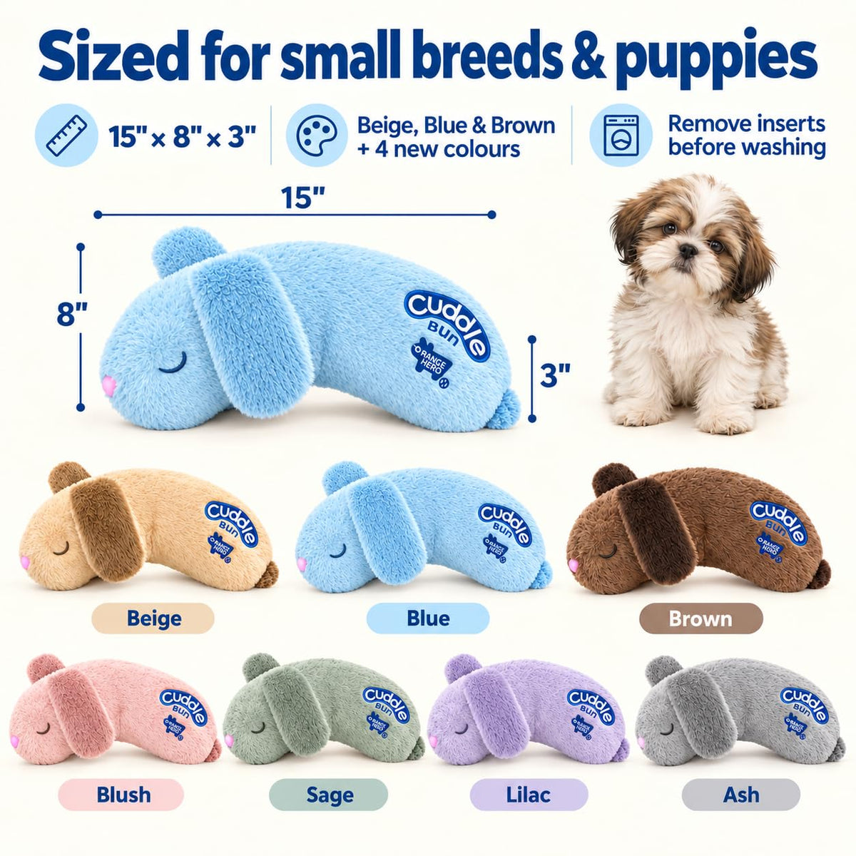 CuddleBun Heartbeat Puppy Toy Sleep Aid — Cuddler Pillow (Sky)