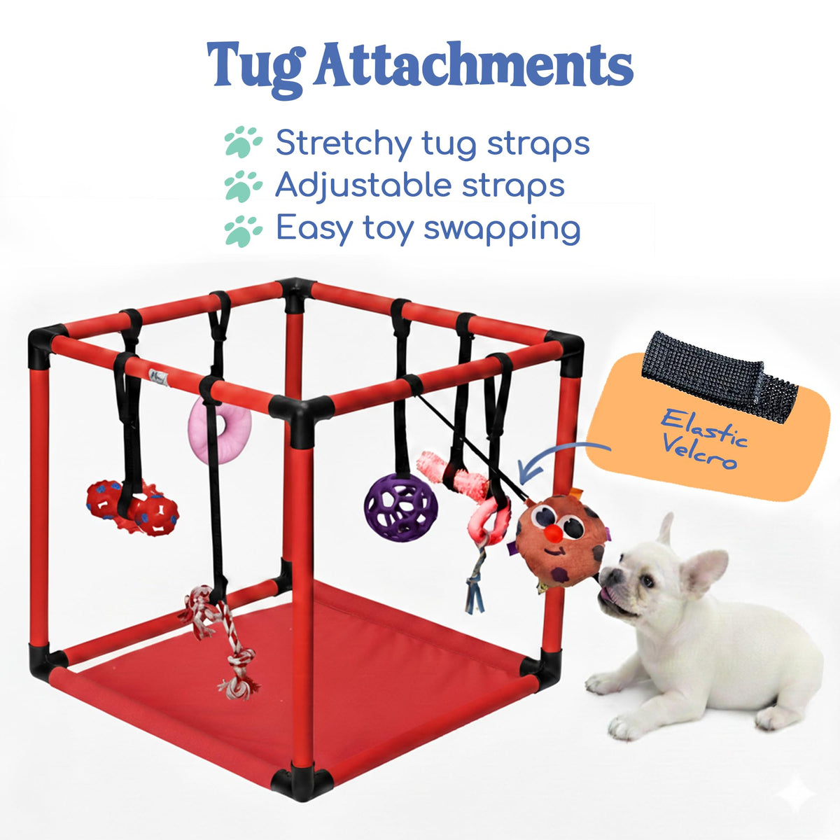 Puppy Play Gym — Small Dog Jungle Activity Mat 19.5" (Cherry)