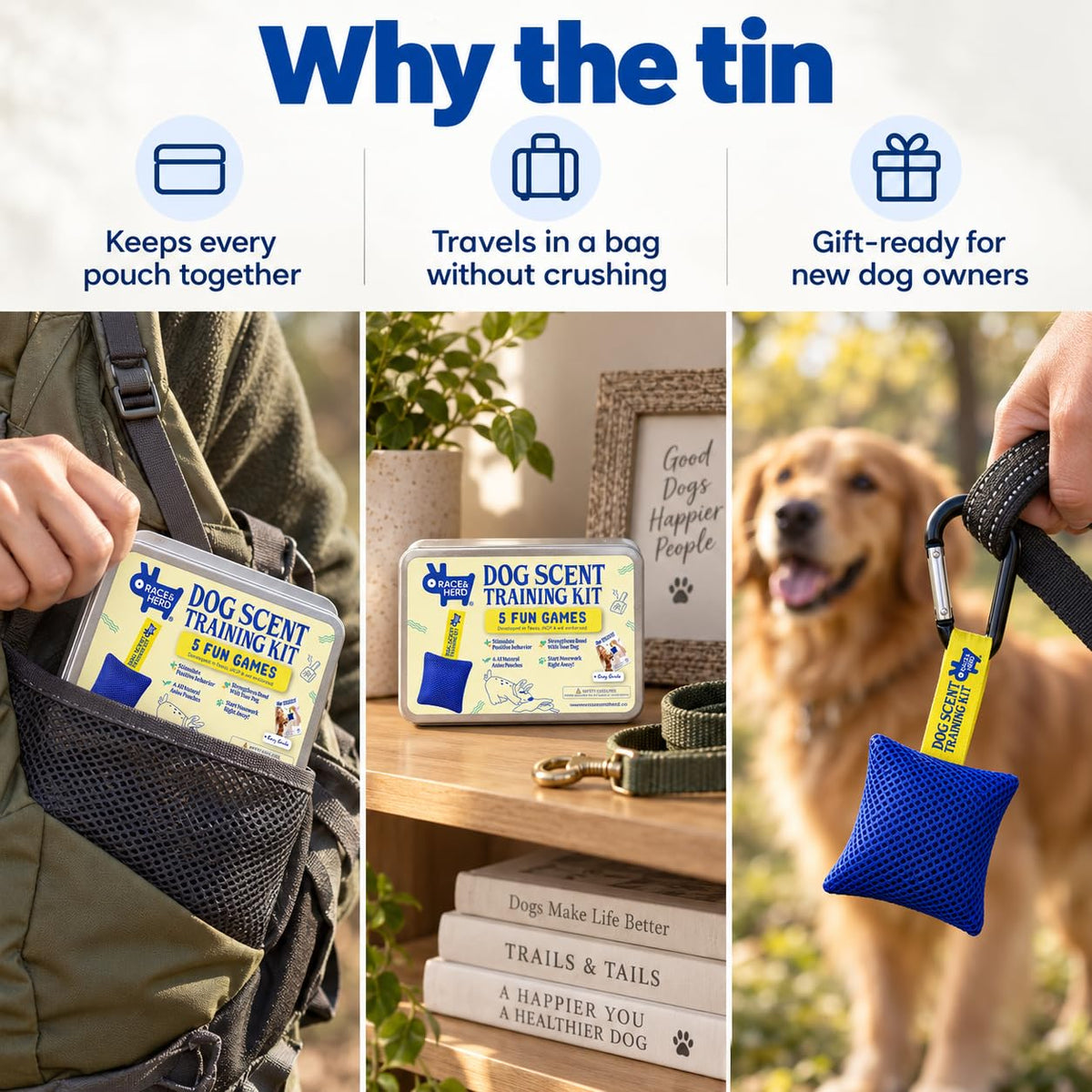 Original Dog Scent Training Kit — 6 Pcs Pouches Nosework Set (Blue, Tin)