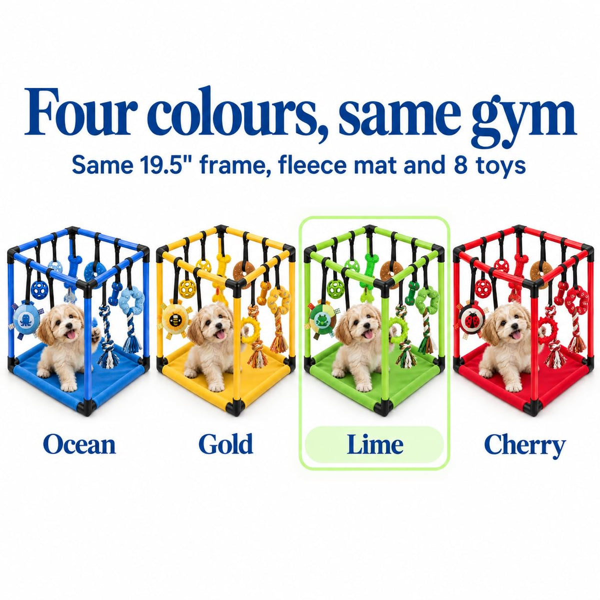 Puppy Play Gym — Small Dog Jungle Activity Mat 19.5" (Lime)
