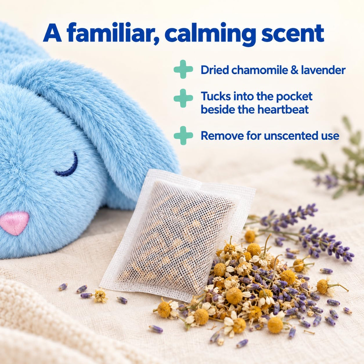 CuddleBun Heartbeat Puppy Toy Sleep Aid — Cuddler Pillow (Sky)