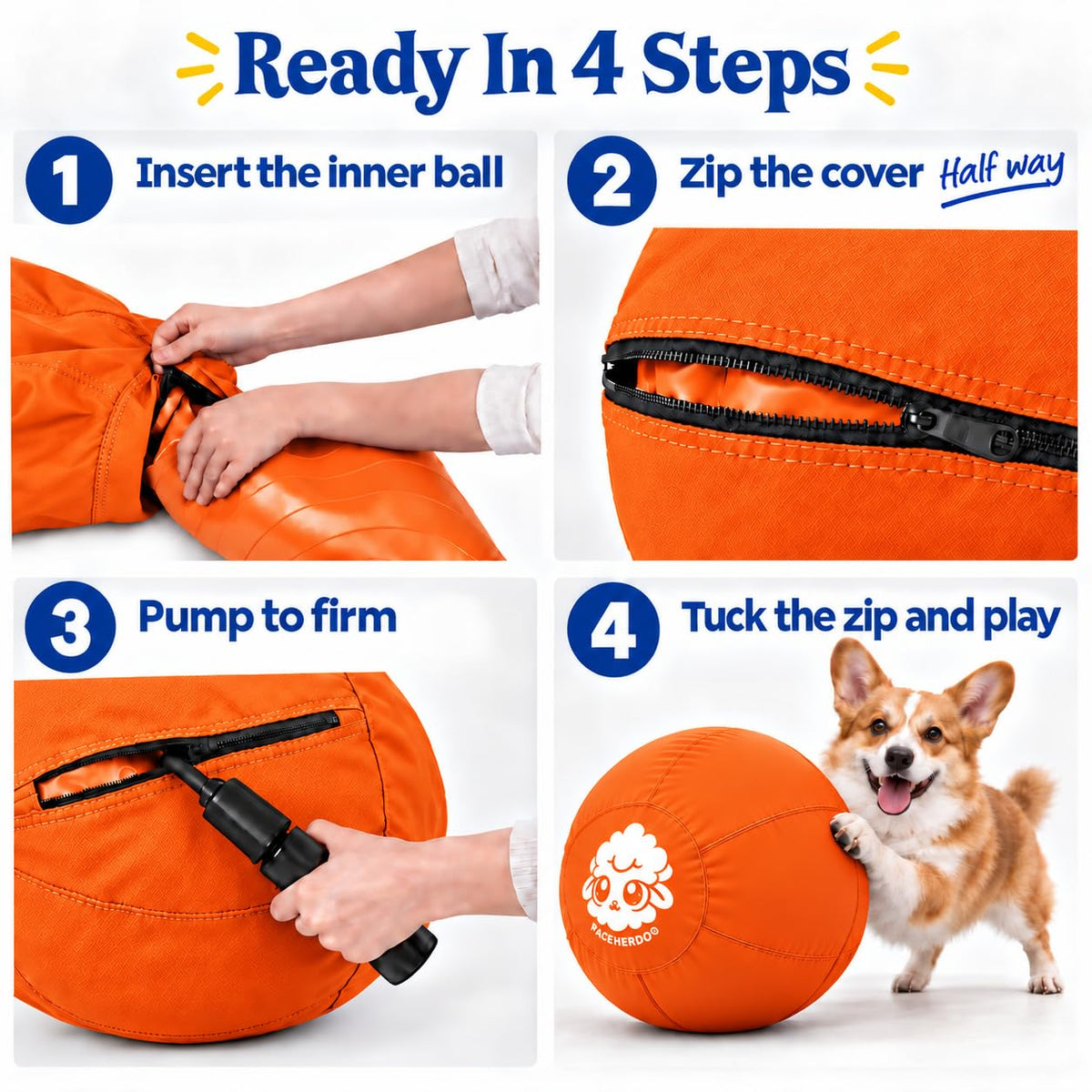 Herding Ball for Dogs — Small 18" (Tangerine)
