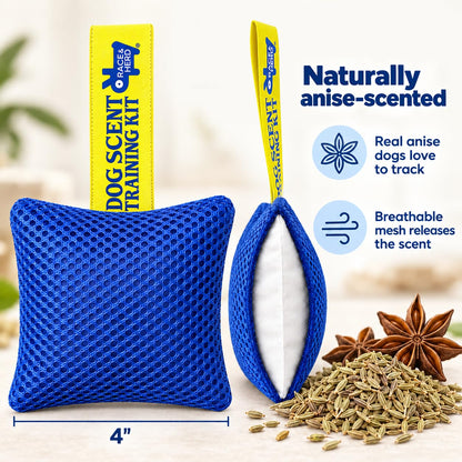 Original Dog Scent Training Kit — 6 Pcs Pouches Nosework Set (Blue, Bag)