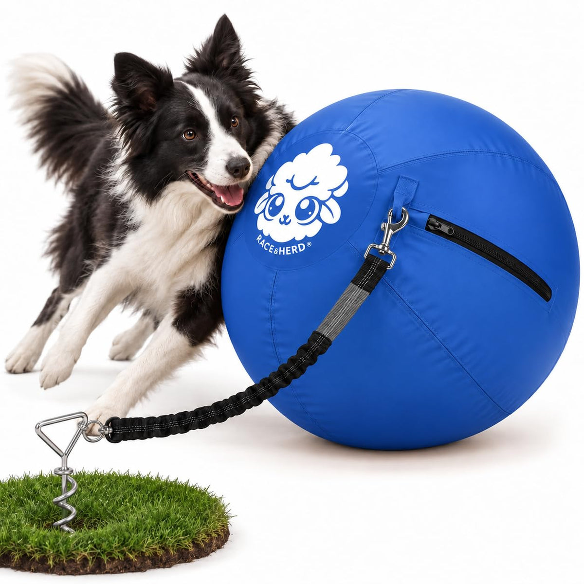 Herding Ball for Dogs Tetherball Set Outside 22" (Ocean)