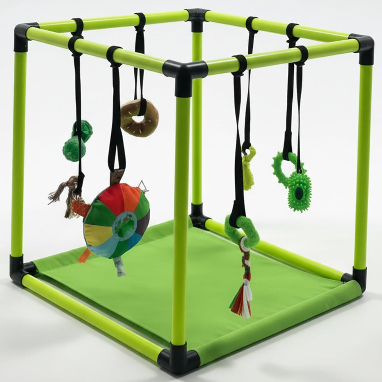 Puppy Play Gym  |  Dog Play Mat, 8 Bungee Straps - Green