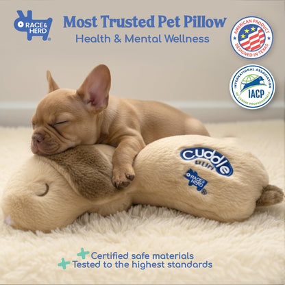 CuddleBun Heartbeat Puppy Toy Sleep Aid — Cuddler Pillow (Beige)