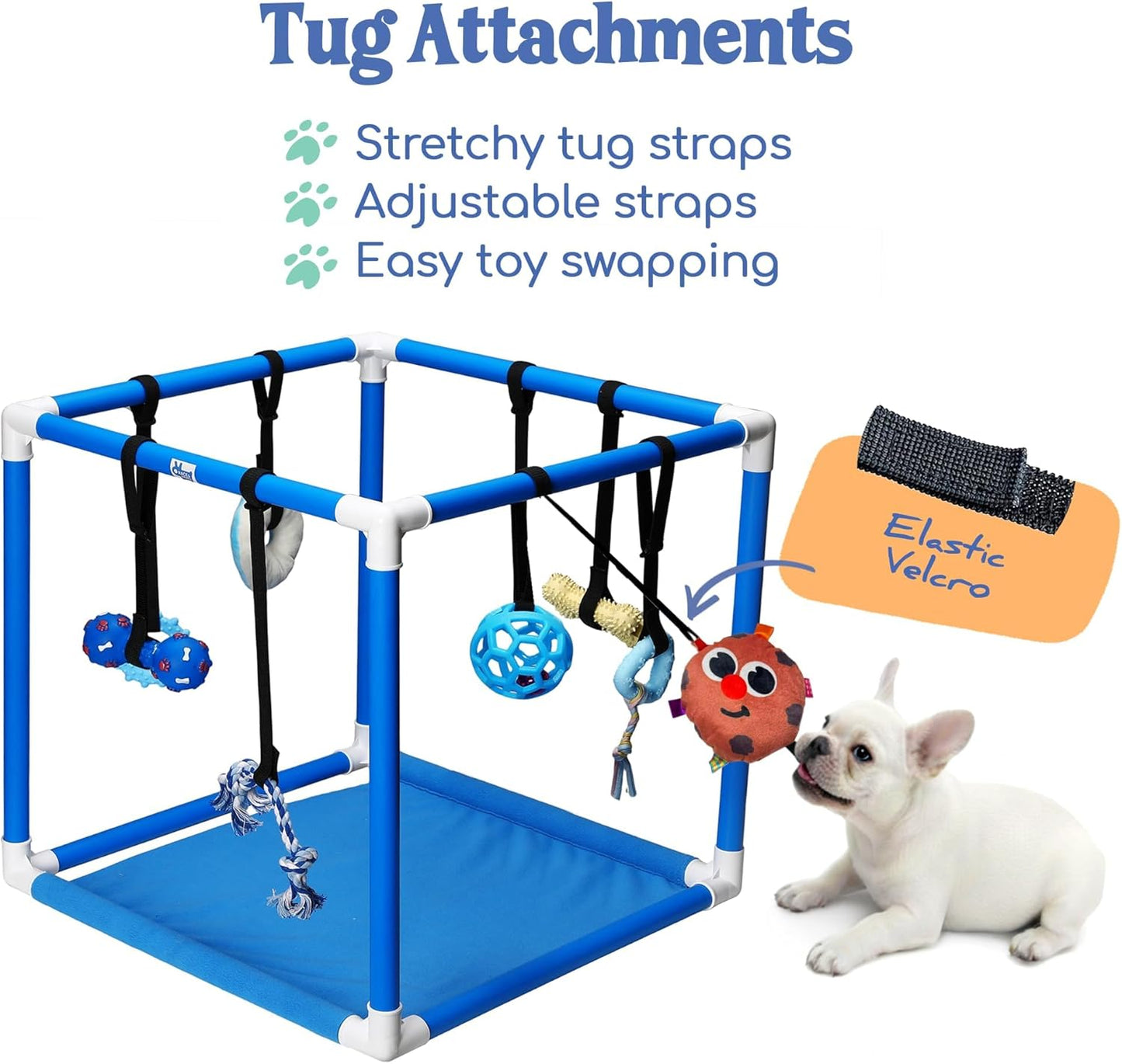 Puppy Play Gym  |  Dog Play Mat, 8 Bungee Straps