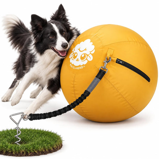 Herding Ball for Dogs Tetherball Set Outside 22" (Gold)