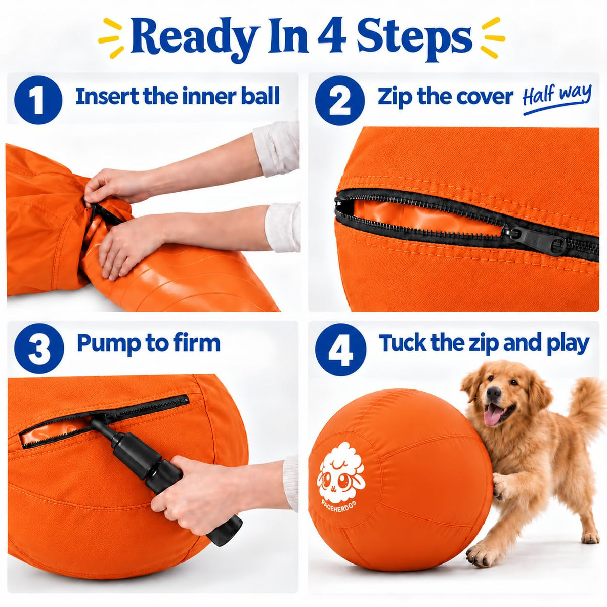 Herding Ball for Dogs — XLarge 30" (Tangerine)