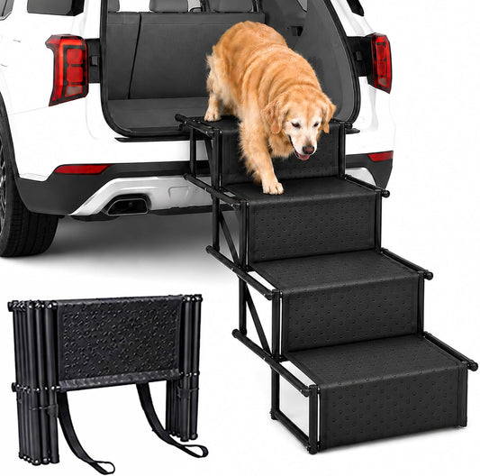 Stairs for Dogs to Get in Car — Folding Dog Steps - 18.5" (Onyx)