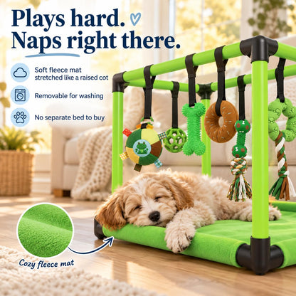 Puppy Play Gym — Small Dog Jungle Activity Mat 19.5" (Lime)
