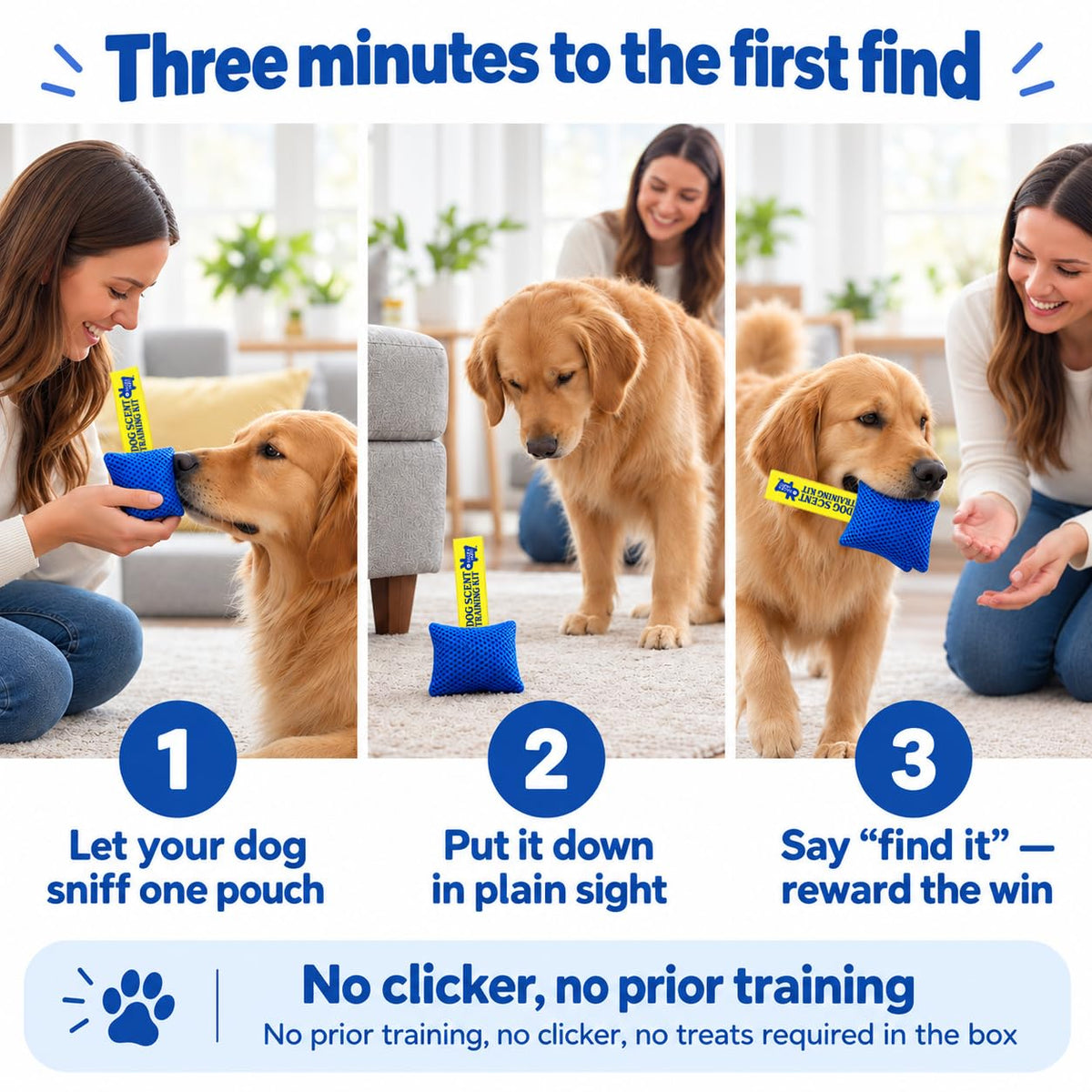 Original Dog Scent Training Kit — 6 Pcs Pouches Nosework Set (Blue, Bag)