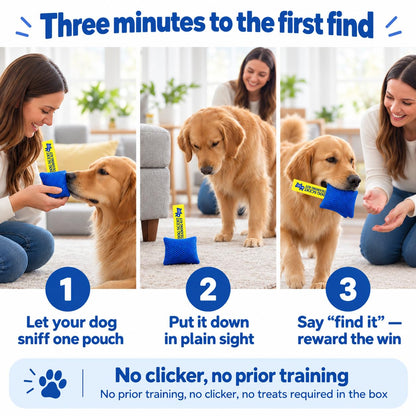 Original Dog Scent Training Kit — 6 Pcs Pouches Nosework Set (Blue, Bag)