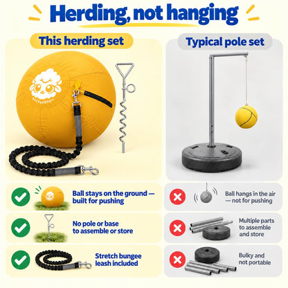 Herding Ball for Dogs Tetherball Set Outside 22" (Gold)