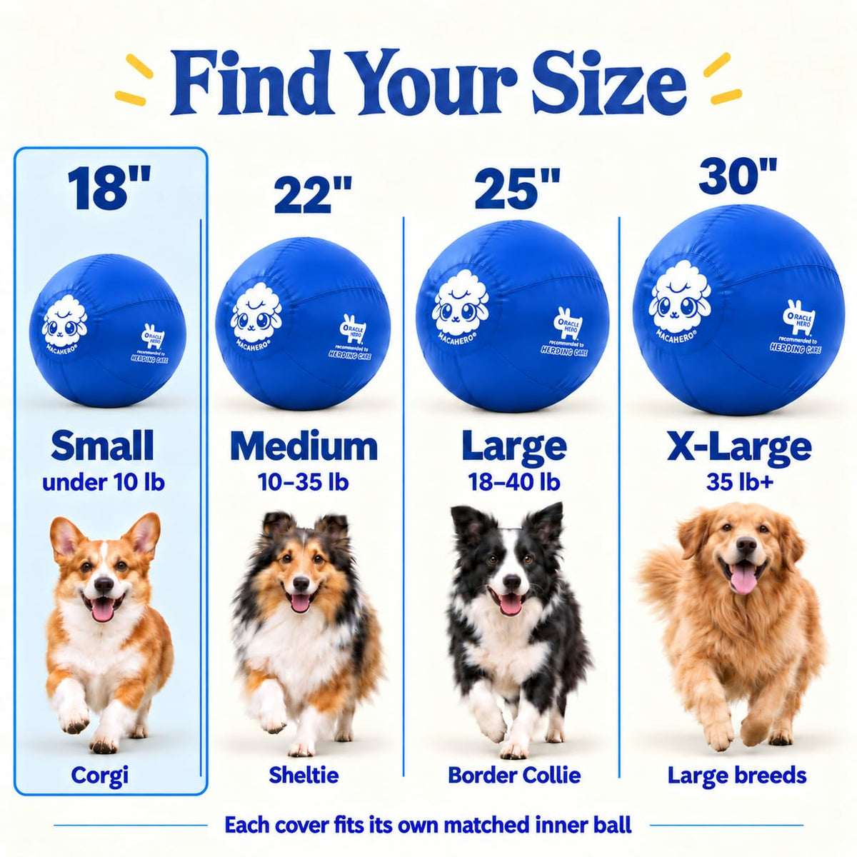 Herding Ball for Dogs — Small 18" (Blue)