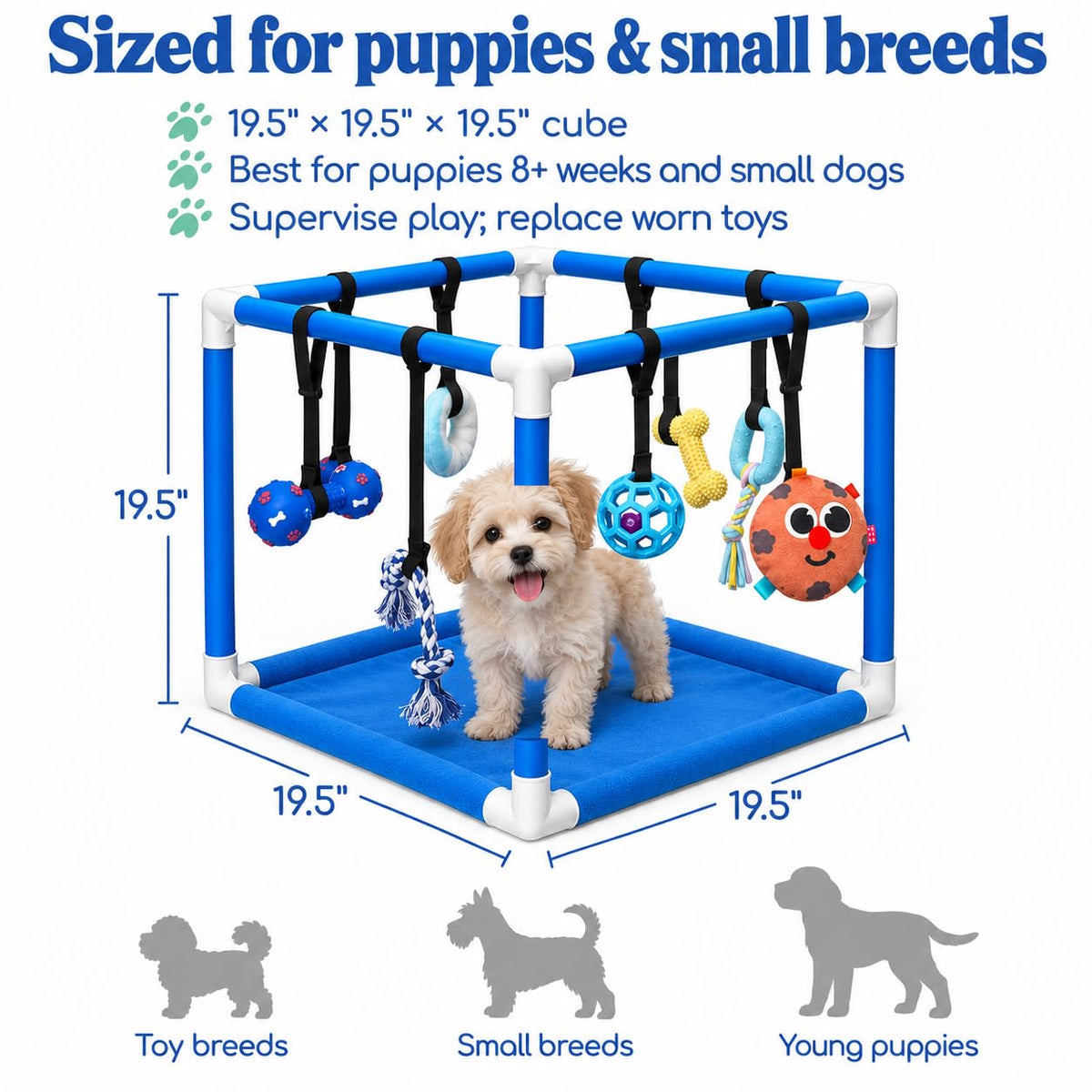 Puppy Play Gym — Small Dog Jungle Activity Mat 19.5" (Ocean)