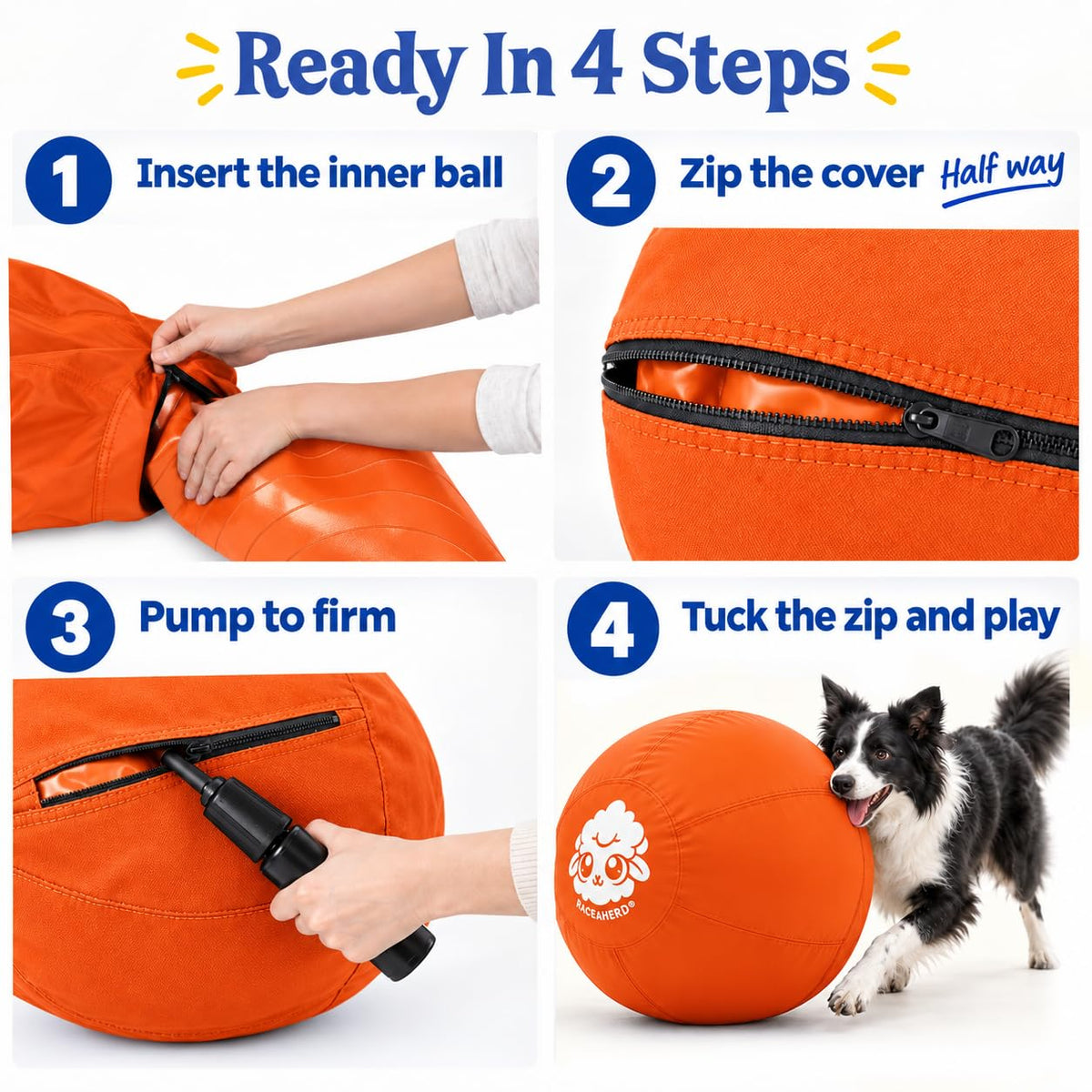 Herding Ball for Dogs — Large 25" (Tangerine)