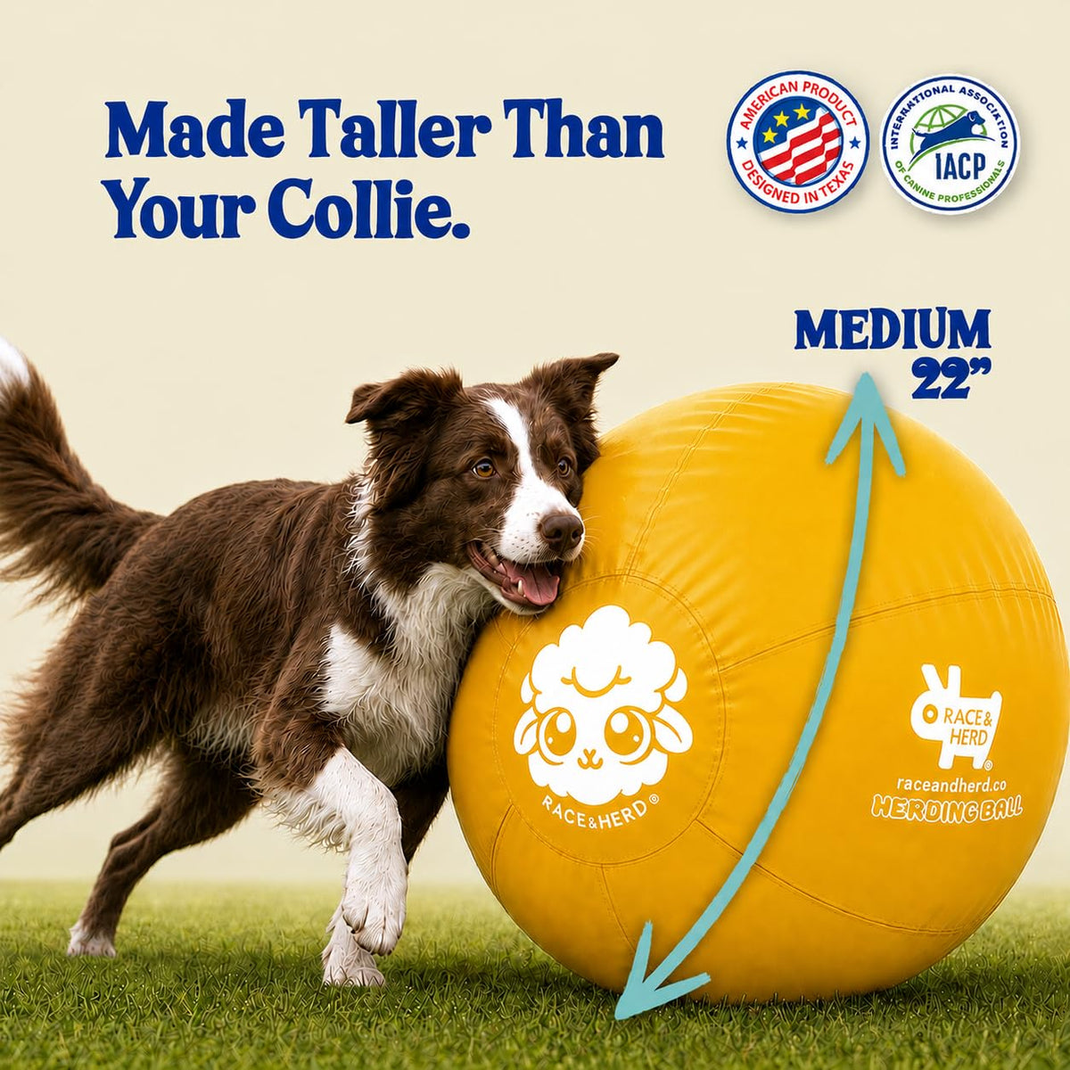 Herding Ball for Dogs — Medium 22" (Yellow)