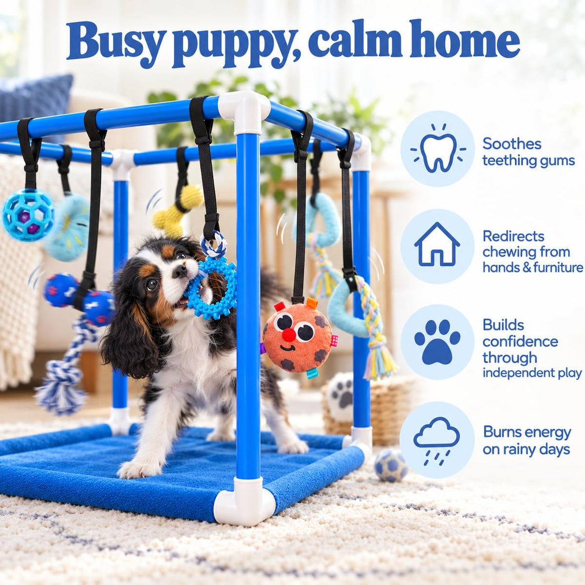 Puppy Play Gym — Small Dog Jungle Activity Mat 19.5" (Ocean)