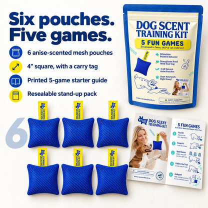 Original Dog Scent Training Kit — 6 Pcs Pouches Nosework Set (Blue, Bag)
