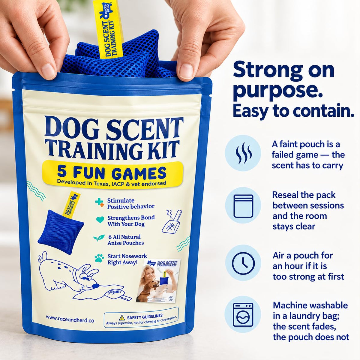 Original Dog Scent Training Kit — 6 Pcs Pouches Nosework Set (Blue, Bag)