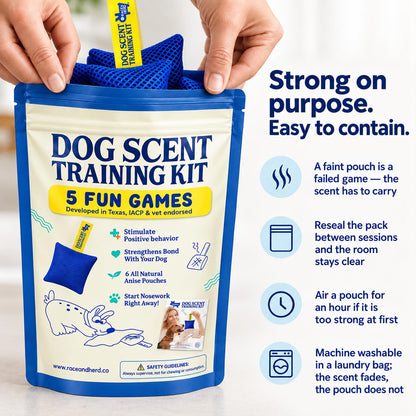 Original Dog Scent Training Kit — 6 Pcs Pouches Nosework Set (Blue, Bag)