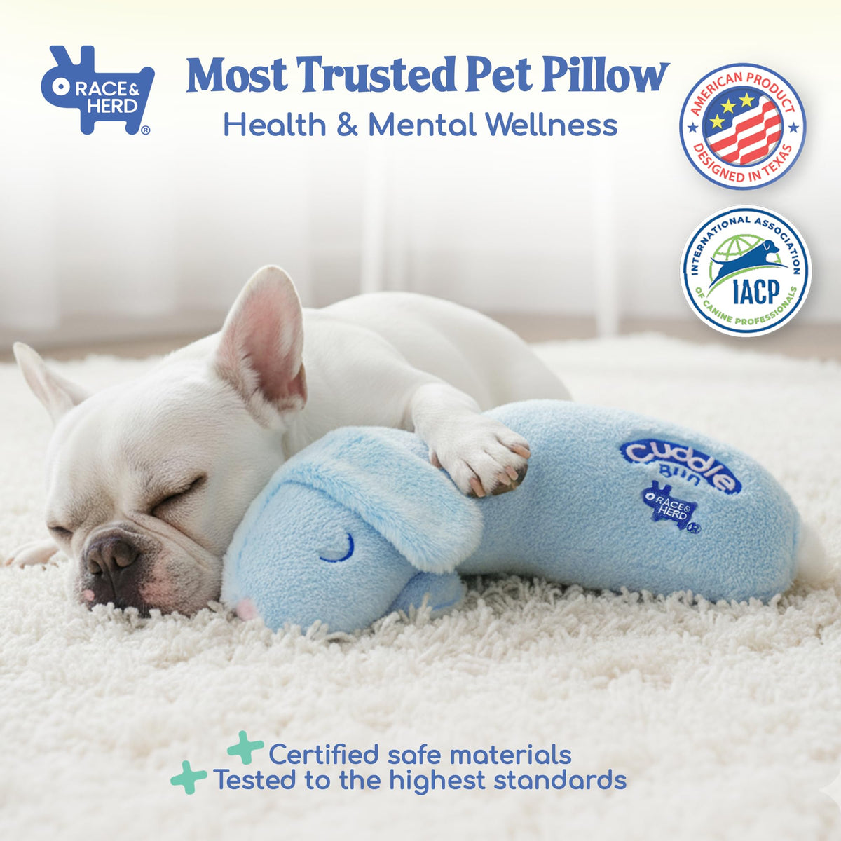 CuddleBun Heartbeat Puppy Toy Sleep Aid — Cuddler Pillow (Sky)