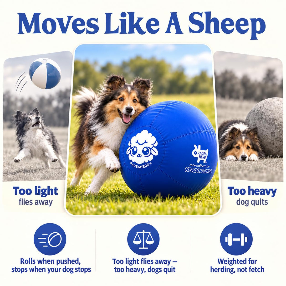Original Herding Ball for Dogs — Balls for Dog Toys 22" (Ocean)