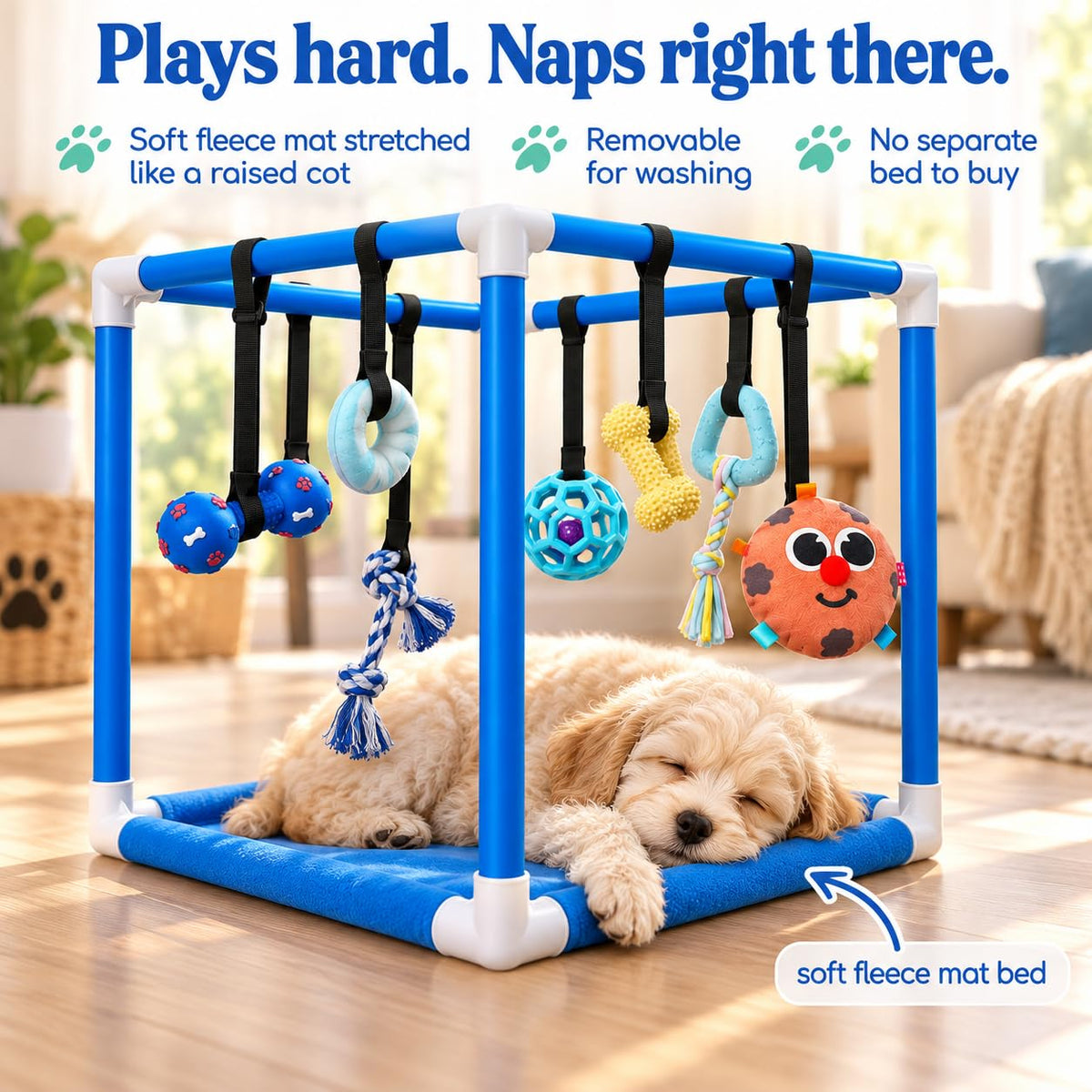 Puppy Play Gym — Small Dog Jungle Activity Mat 19.5" (Ocean)