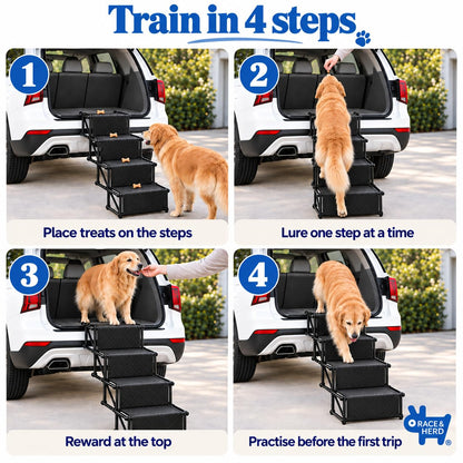 Stairs for Dogs to Get in Car — Folding Dog Steps - 18.5" (Onyx)