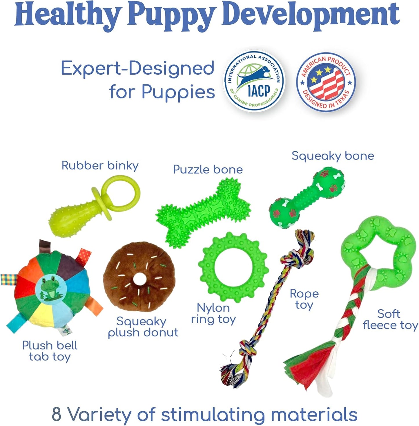 Puppy Play Gym  |  Dog Play Mat, 8 Bungee Straps - Green