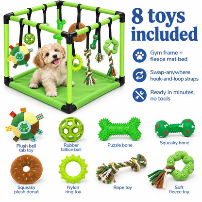 Puppy Play Gym — Small Dog Jungle Activity Mat 19.5" (Lime)