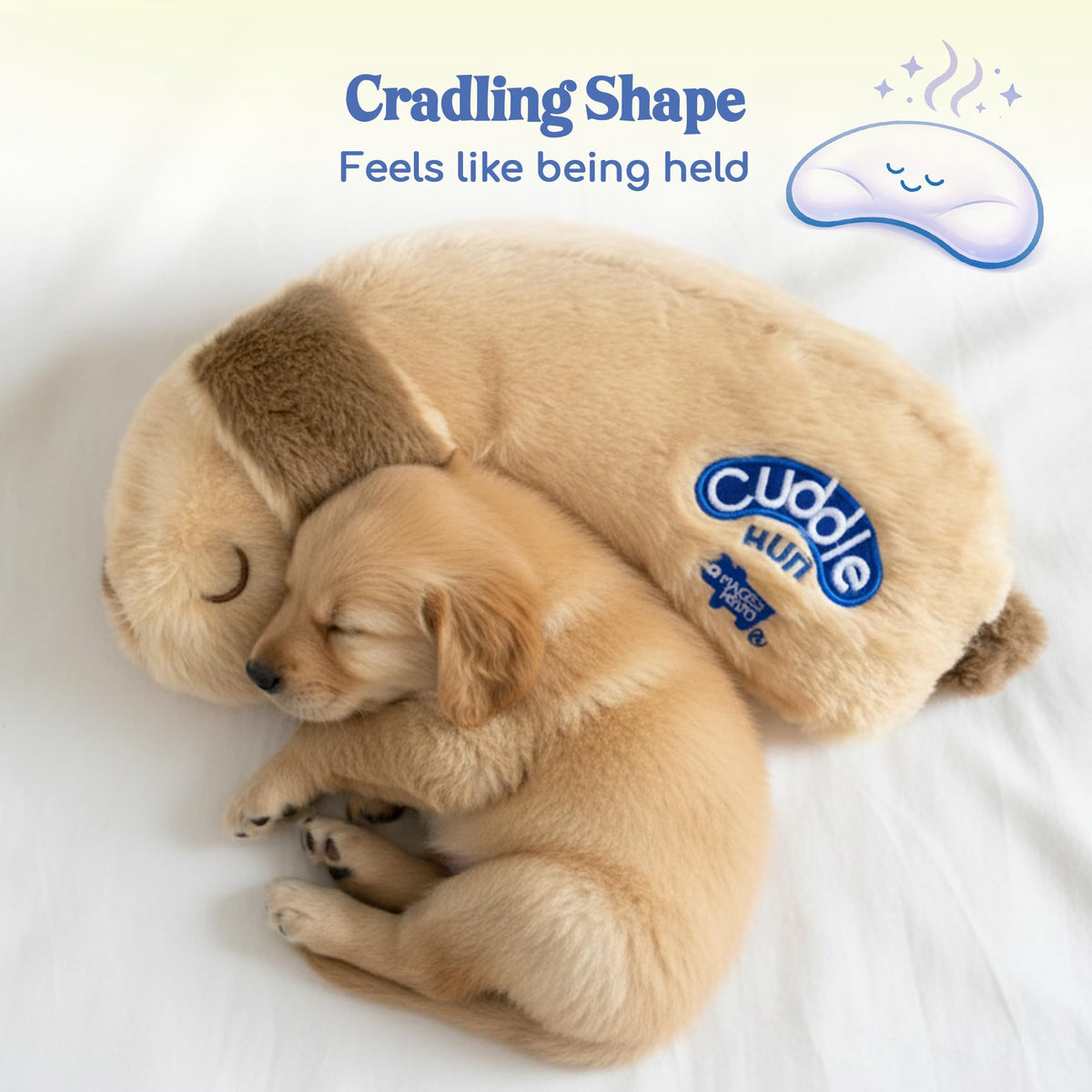 CuddleBun Heartbeat Puppy Toy Sleep Aid — Cuddler Pillow (Beige)