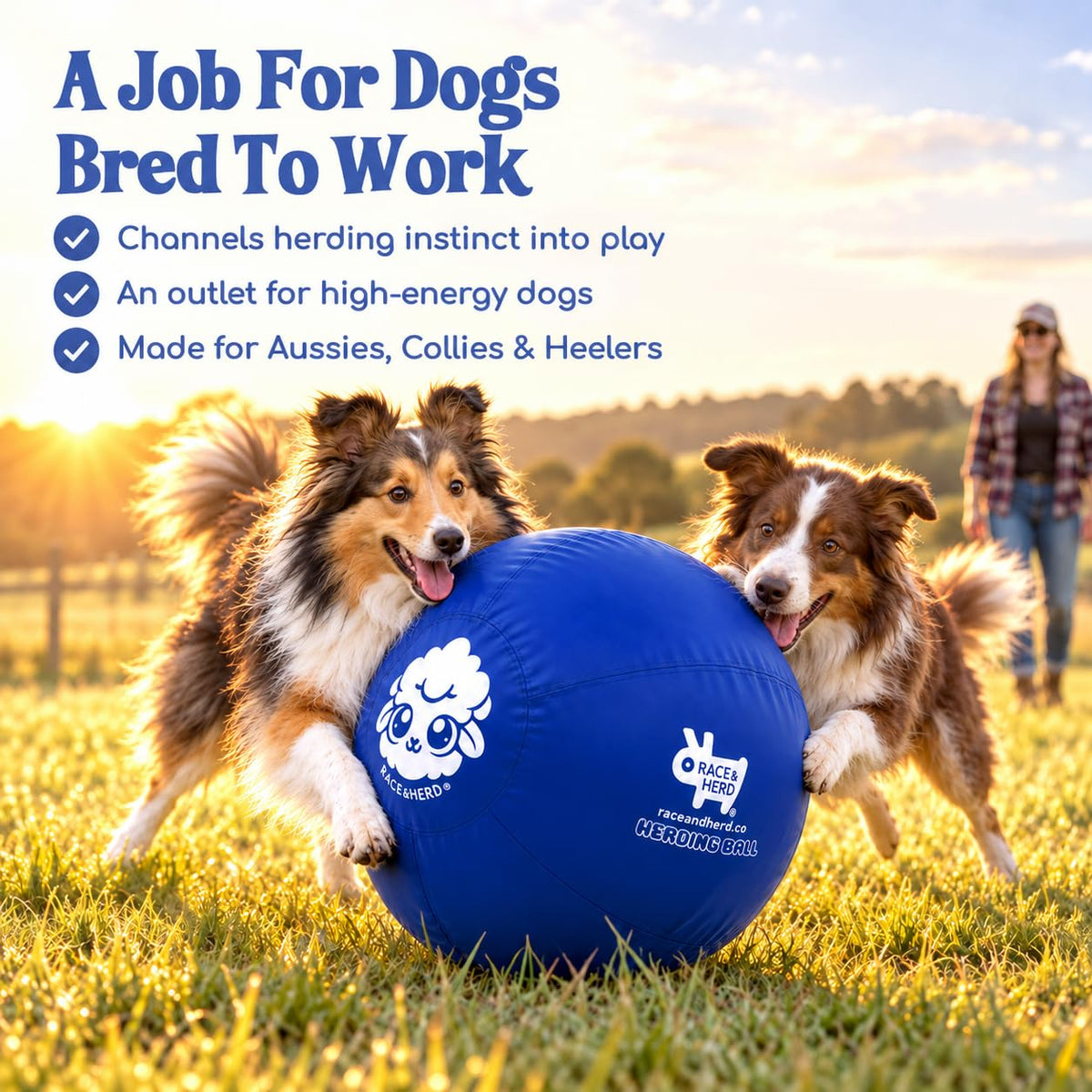 Original Herding Ball for Dogs — Balls for Dog Toys 22" (Ocean)