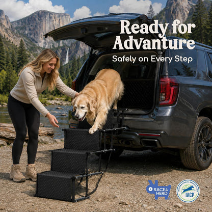 Stairs for Dogs to Get in Car — Folding Dog Steps - 18.5" (Onyx)