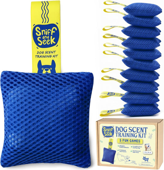 Sniff and Seek Dog Scent Game | Scent Training for Dogs | Blue - 10 Pack Box