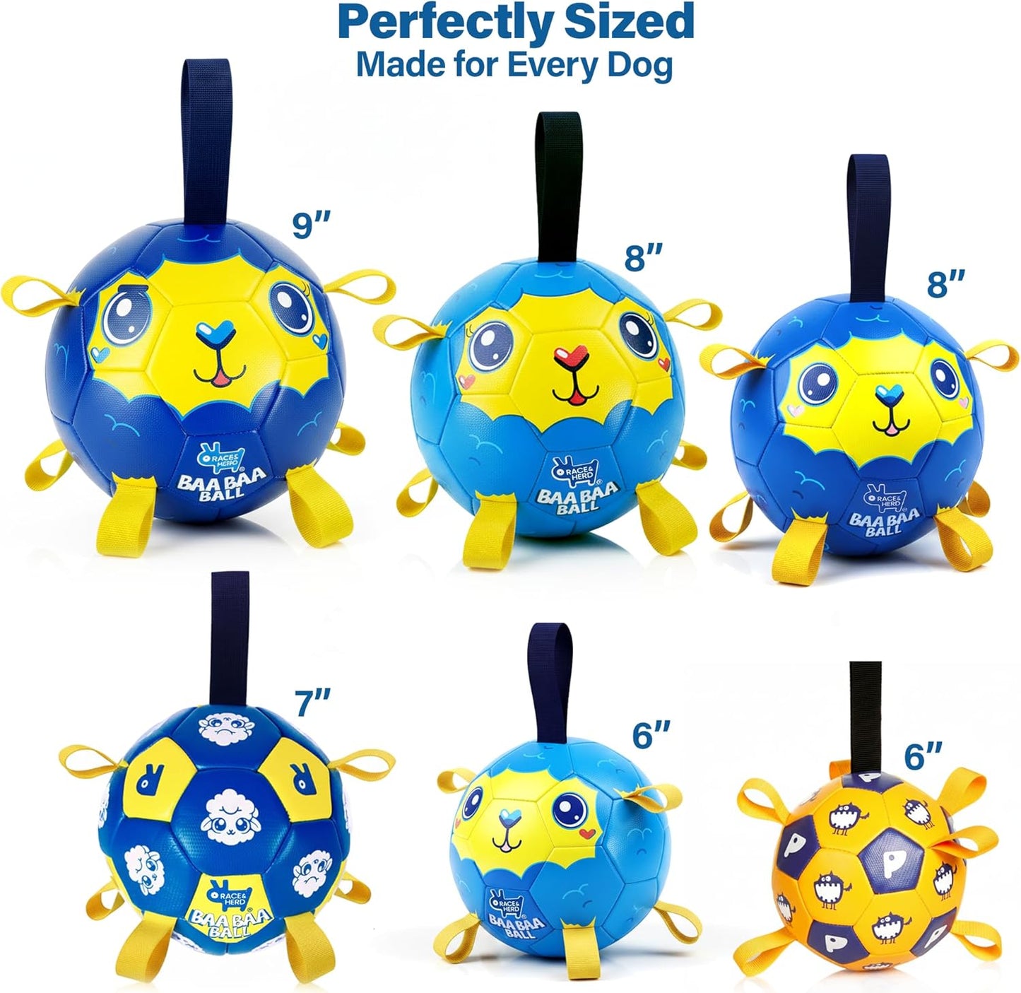 BaaBaa Ball |  Dog Soccer Ball With Tabs