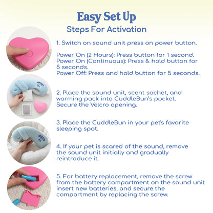 CuddleBun Heartbeat Puppy Toy Sleep Aid — Cuddler Pillow (Sky)